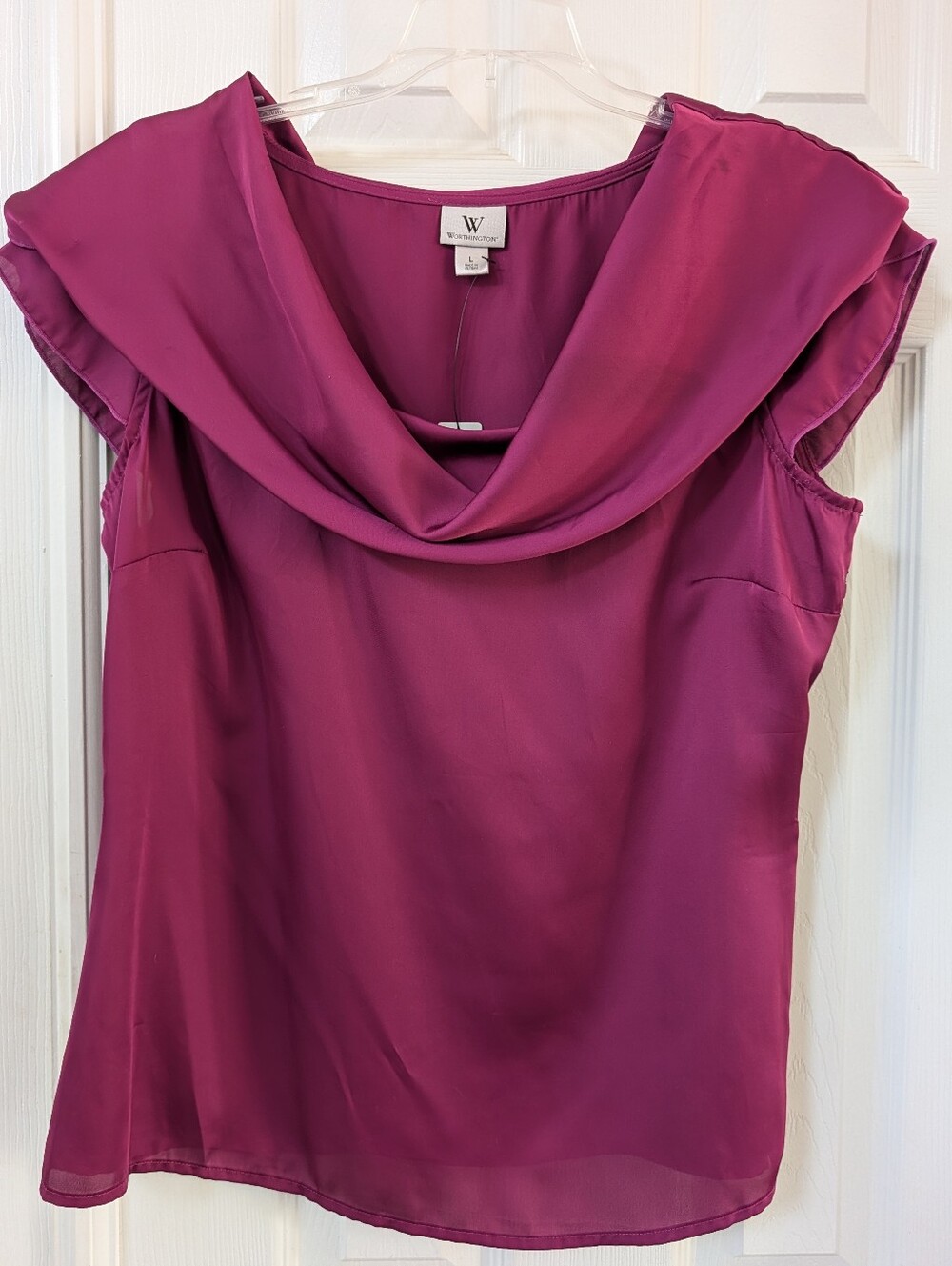 W by Worth Fuchsia Cowl Neck Cap Sleeve Blouse - Tags Attached